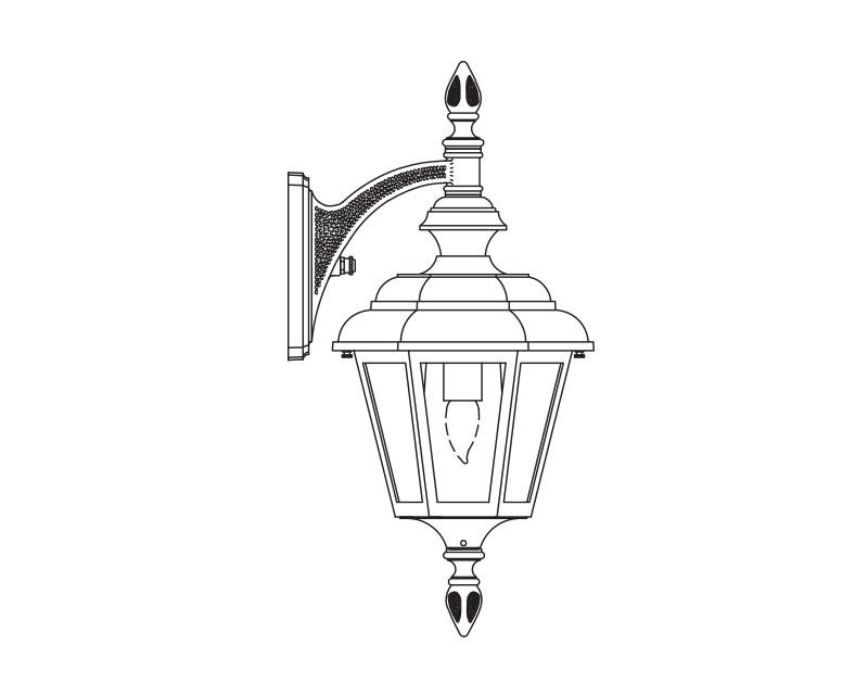 Value Line (6 Sided), Medium, aluminum, Wall Mount, Clear acrylic, (1) 100W INC, 120V